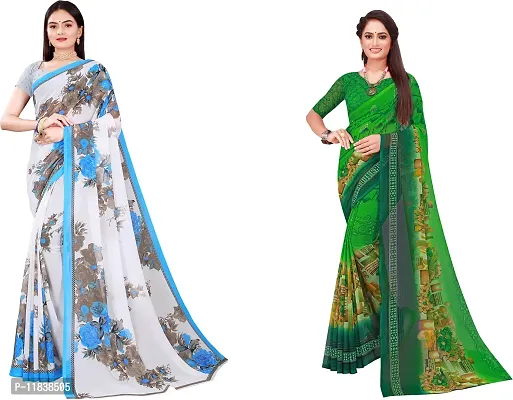 Beautiful Georgette Saree with Blouse Piece Pack Of 2-thumb0