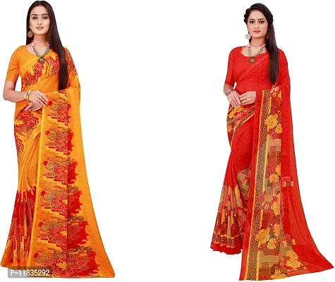 Beautiful Georgette Saree with Blouse Piece Pack Of 2-thumb0