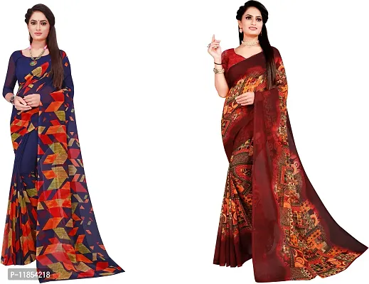 Beautiful Georgette Saree With Blouse Piece Pack Of 2-thumb0