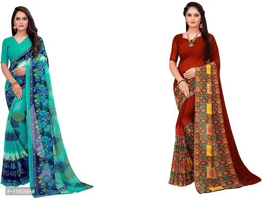 Beautiful Georgette Saree with Blouse Piece Pack Of 2-thumb0