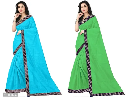 Beautiful Art Silk Saree With Blouse Piece Pack Of 2