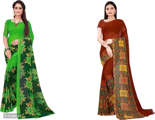 Beautiful Georgette Saree with Blouse Piece Pack Of 2