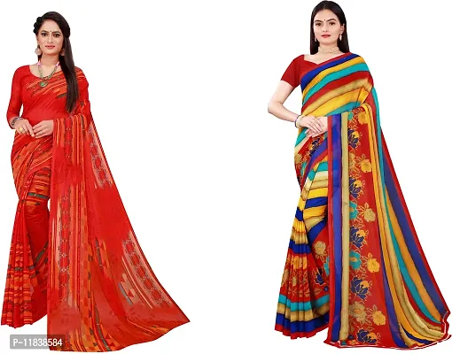 Beautiful Georgette Saree with Blouse Piece Pack Of 2