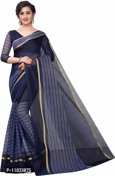 Beautiful Cotton Silk Saree with Blouse Piece-thumb0