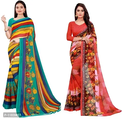 Beautiful Georgette Saree with Blouse Piece Pack Of 2