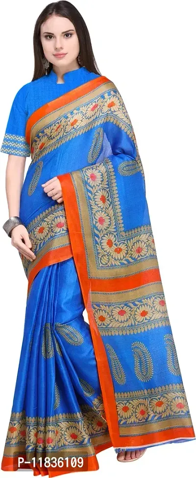 Beautiful Art Silk Saree with Blouse Piece-thumb0