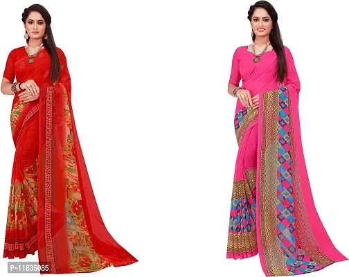 Beautiful Georgette Saree with Blouse Piece Pack Of 2-thumb0