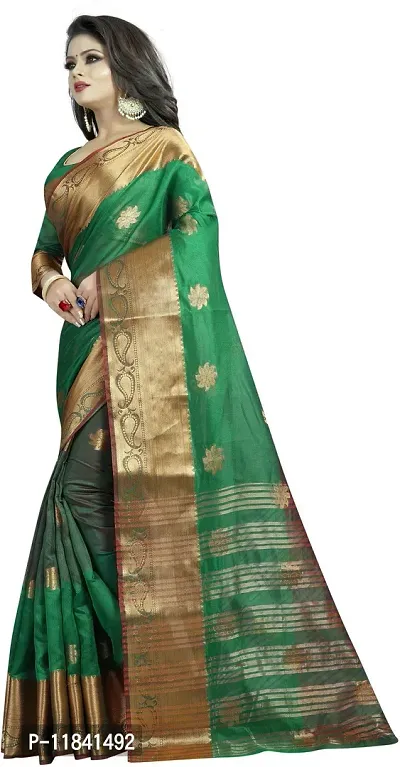 Beautiful Cotton Blend Saree with Blouse piece-thumb2