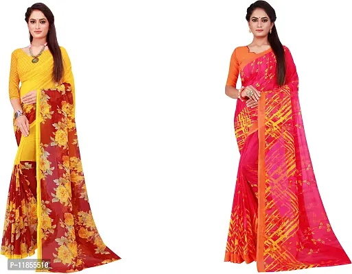 Beautiful Georgette Saree With Blouse Piece Pack Of 2-thumb0