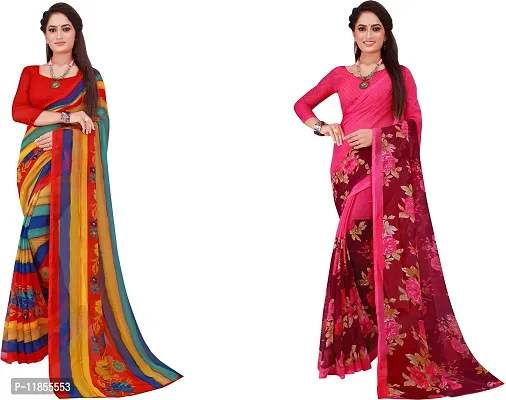 Beautiful Georgette Saree With Blouse Piece Pack Of 2