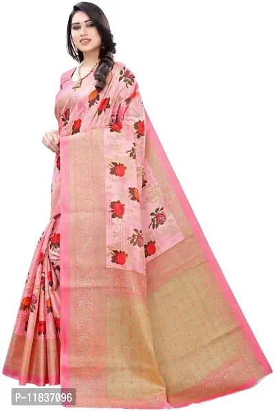 Beautiful Art Silk Saree with Blouse Piece-thumb2