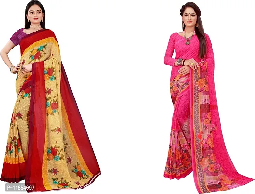 Beautiful Georgette Saree With Blouse Piece Pack Of 2