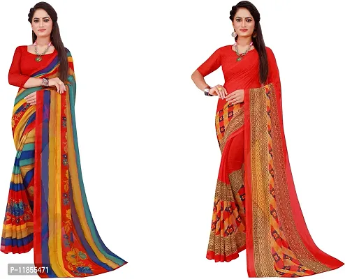 Beautiful Georgette Saree With Blouse Piece Pack Of 2-thumb0