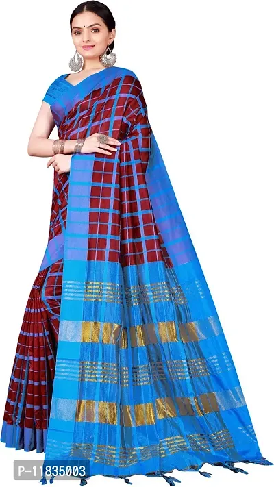 Beautiful Cotton Silk Saree with Blouse Piece-thumb2