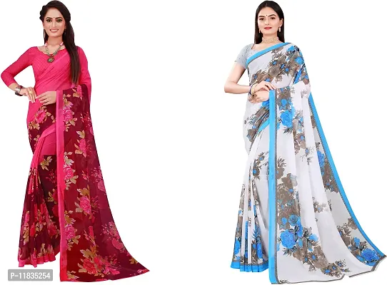 Beautiful Georgette Saree with Blouse Piece Pack Of 2-thumb0