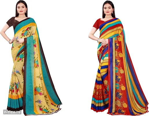 Beautiful Georgette Saree with Blouse Piece Pack Of 2-thumb0