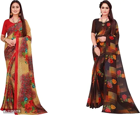 Beautiful Georgette Saree With Blouse Piece Pack Of 2