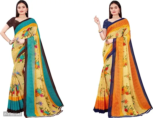 Beautiful Georgette Saree with Blouse Piece Pack Of 2-thumb0