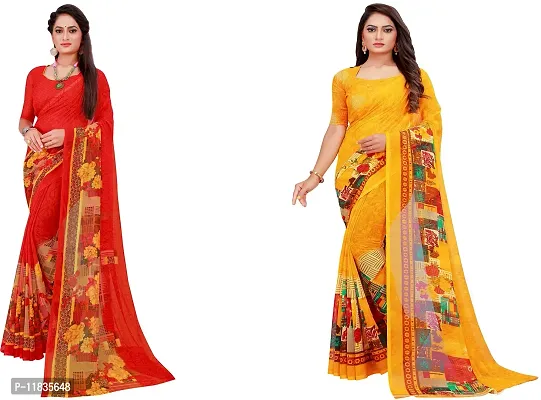 Beautiful Georgette Saree with Blouse Piece Pack Of 2-thumb0