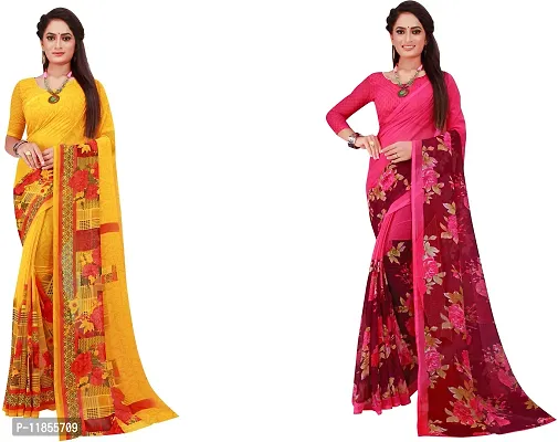 Beautiful Georgette Saree With Blouse Piece Pack Of 2