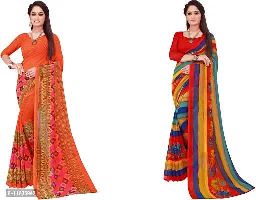 Beautiful Georgette Saree with Blouse Piece Pack Of 2-thumb0