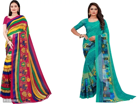 Beautiful Georgette Saree With Blouse Piece Pack Of 2-thumb0