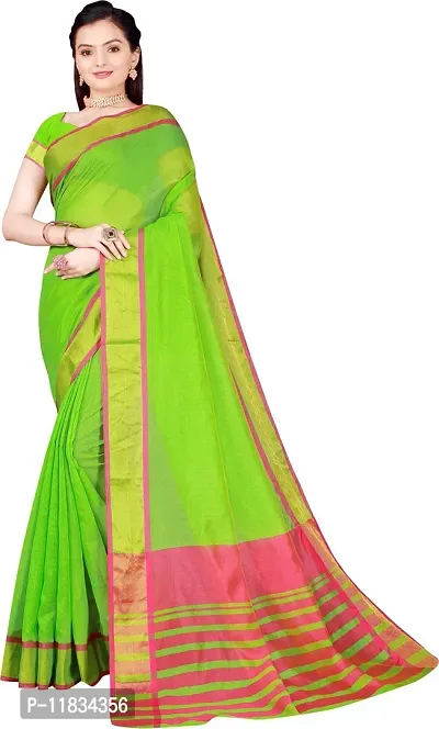 Beautiful Cotton Silk Saree with Blouse Piece-thumb0