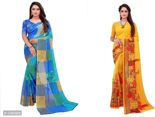 Beautiful Georgette Saree With Blouse Piece Pack Of 2-thumb0