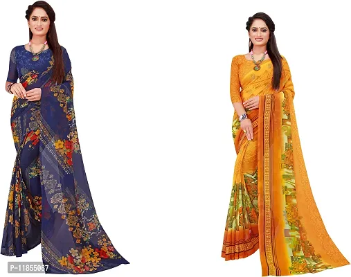 Beautiful Georgette Saree With Blouse Piece Pack Of 2-thumb0