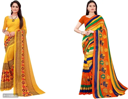 Beautiful Georgette Saree with Blouse Piece Pack Of 2