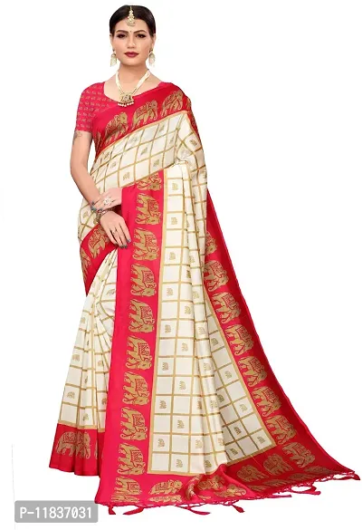 Beautiful Art Silk Saree with Blouse Piece-thumb0