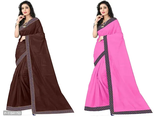 Beautiful Art Silk Saree With Blouse Piece Pack Of 2-thumb0