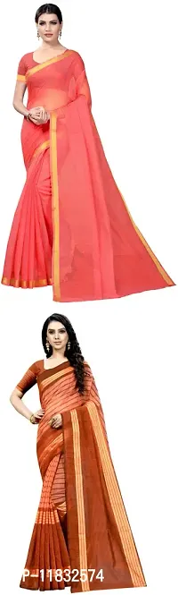 Beautiful Art Silk Saree with Blouse Piece Pack Of 2