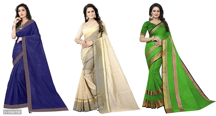 Beautiful Art Silk Saree With Blouse Piece Pack Of 3