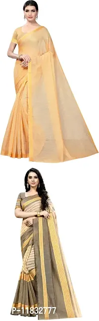 Beautiful Art Silk Saree with Blouse Piece Pack Of 2-thumb0