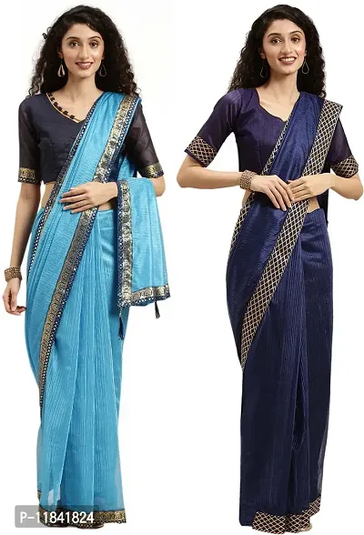 Beautiful Art Silk Saree With Blouse Piece Pack Of 2-thumb0