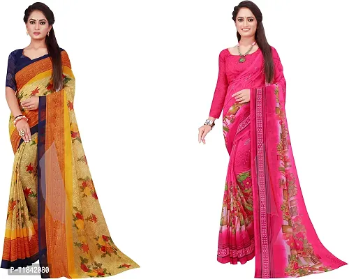 Beautiful Georgette Saree With Blouse Piece Pack Of 2-thumb0