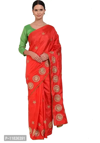 Beautiful Silk Blend Saree with Blouse Piece-thumb0