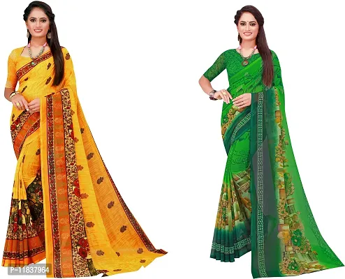 Beautiful Georgette Saree with Blouse Piece Pack Of 2-thumb0