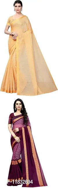 Beautiful Art Silk Saree with Blouse Piece Pack Of 2-thumb0