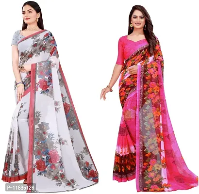 Beautiful Georgette Saree with Blouse Piece Pack Of 2-thumb0