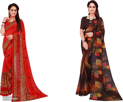 Beautiful Georgette Saree with Blouse Piece Pack Of 2