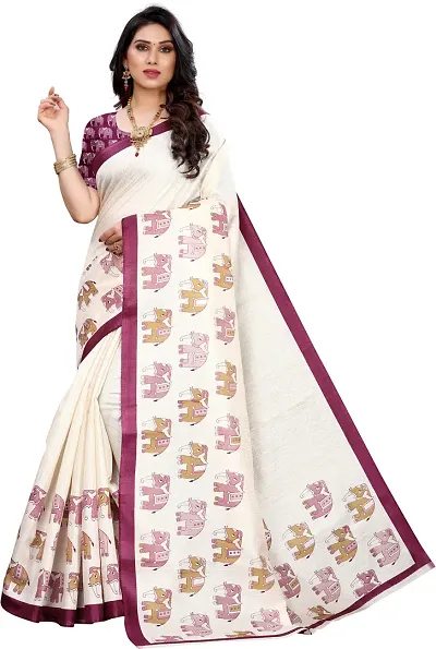 Dailywear Art Silk Printed Sarees with Blouse piece