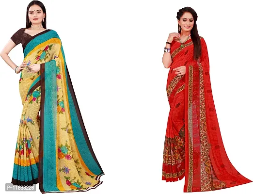 Beautiful Georgette Saree with Blouse Piece Pack Of 2-thumb0