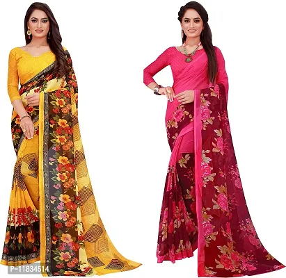 Beautiful Georgette Saree with Blouse Piece Pack Of 2-thumb0