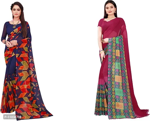 Beautiful Georgette Saree with Blouse Piece Pack Of 2-thumb0