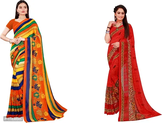 Beautiful Georgette Saree with Blouse Piece Pack Of 2-thumb0