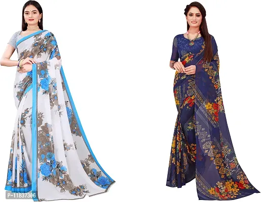 Beautiful Georgette Saree with Blouse Piece Pack Of 2-thumb0