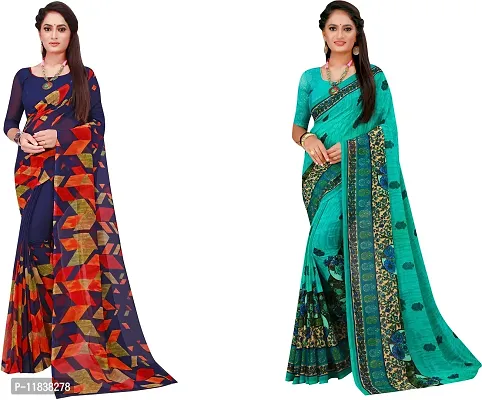 Beautiful Georgette Saree with Blouse Piece Pack Of 2