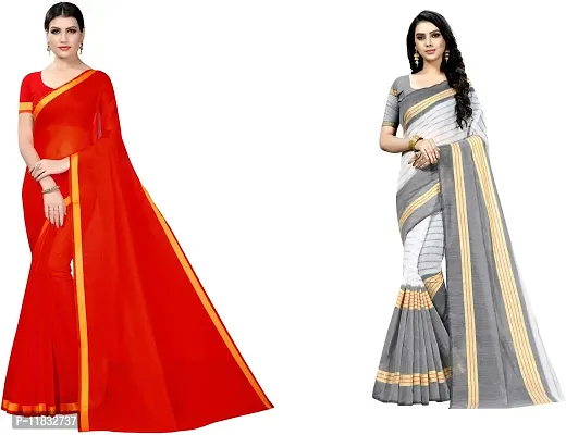 Beautiful Art Silk Saree with Blouse Piece Pack Of 2